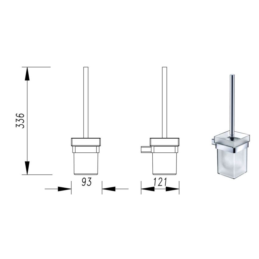 Aiko Square Toilet Brush Chrome