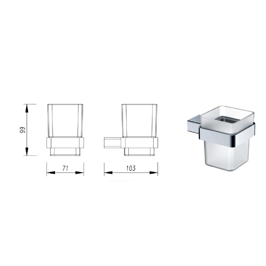 Aiko Square Tumbler Holder Chrome