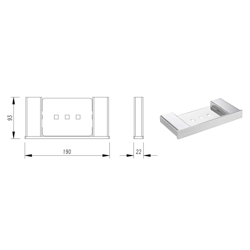 Aiko Square Soap Basket Chrome