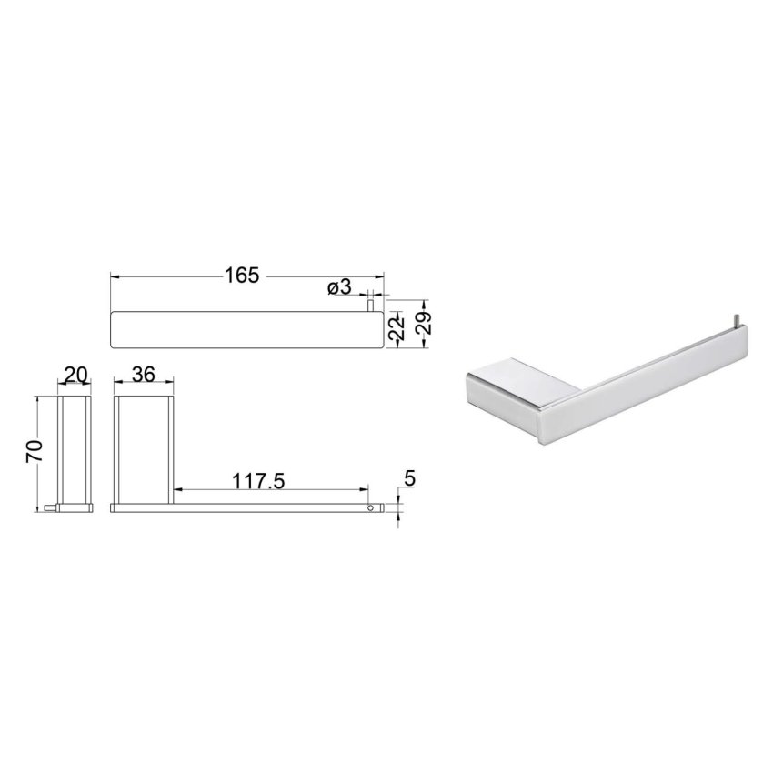 Aiko Square Toilet Roll Holder Chrome