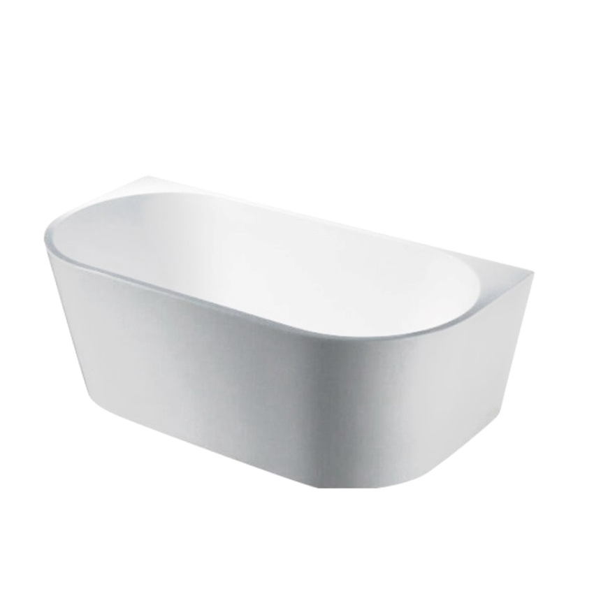 1700MM Back To Wall Bathtub Gloss White Acrylic Rounded Edge