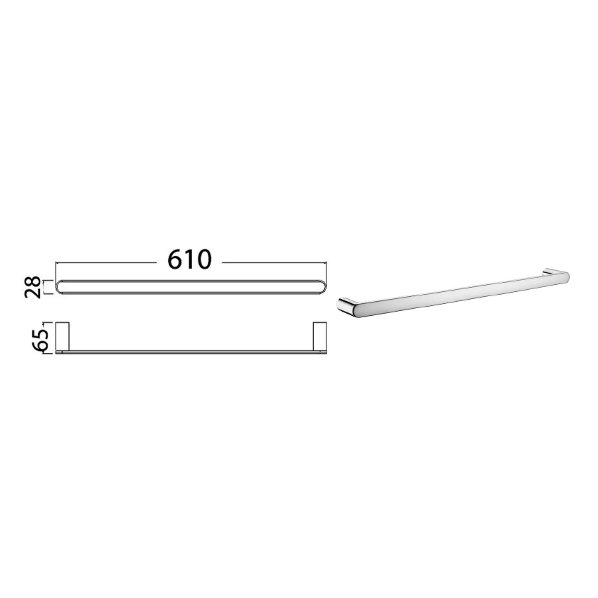 Dove Single Towel Rail Chrome