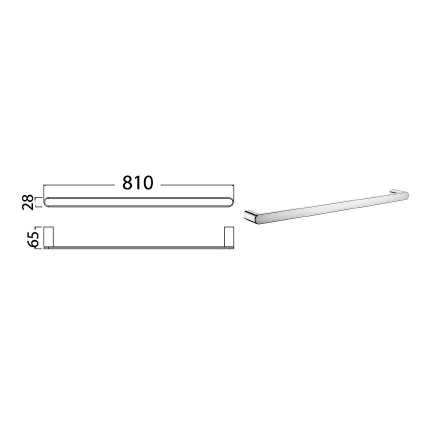 Dove Single Towel Rail Chrome