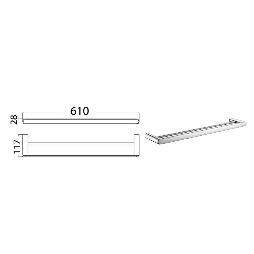 Dove Double Towel Rail Chrome