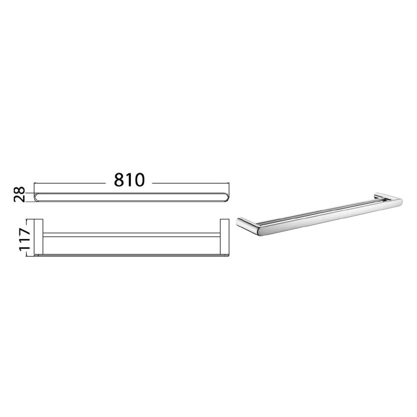 Dove Double Towel Rail Chrome