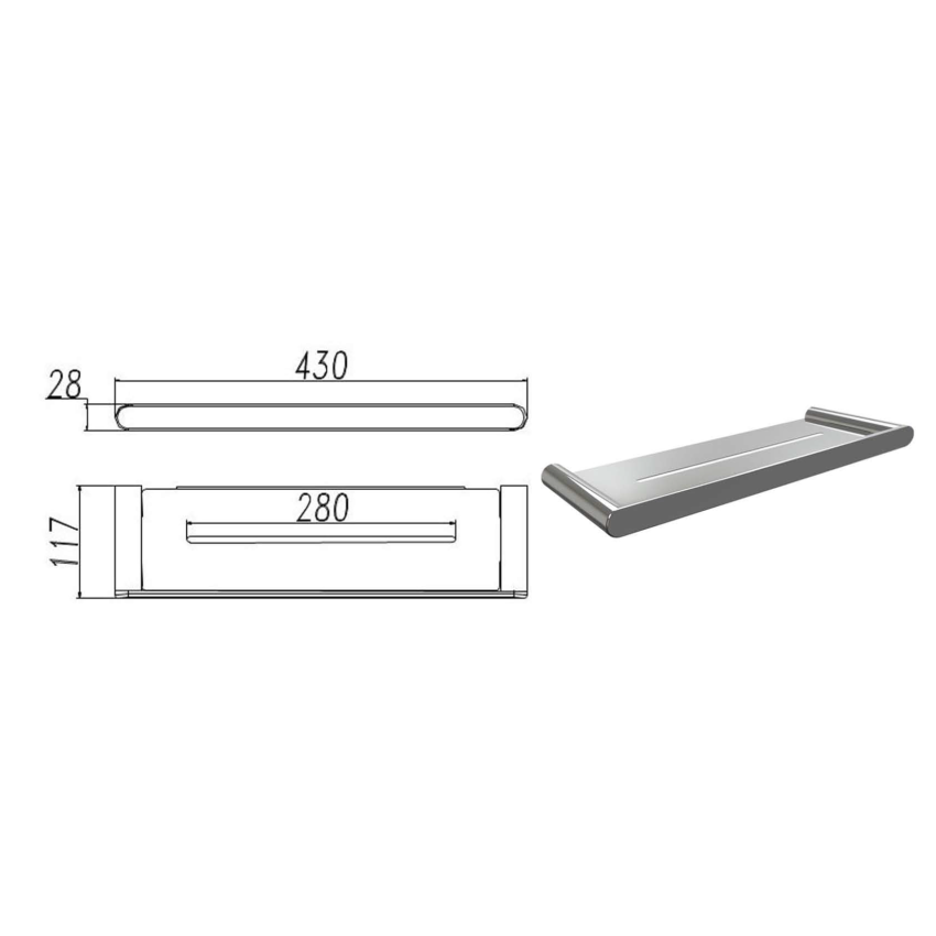 Dove Glass Shelf Chrome