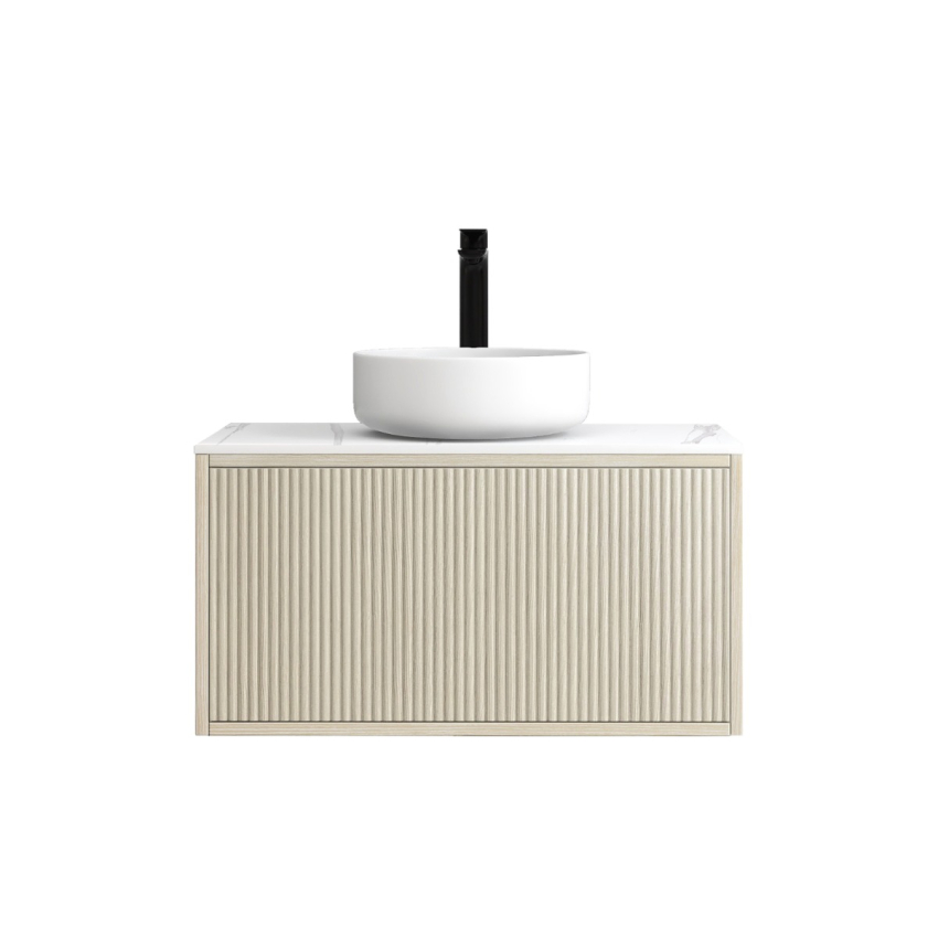 750mm Kiama Coastal Oak 1 Drawer Fluted Wall Hung Vanity Cabinet Only