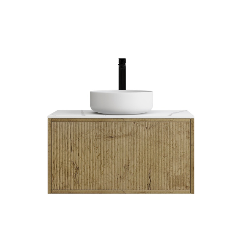 750mm Kiama Prime Oak 1 Drawer Fluted Wall Hung Vanity Cabinet Only