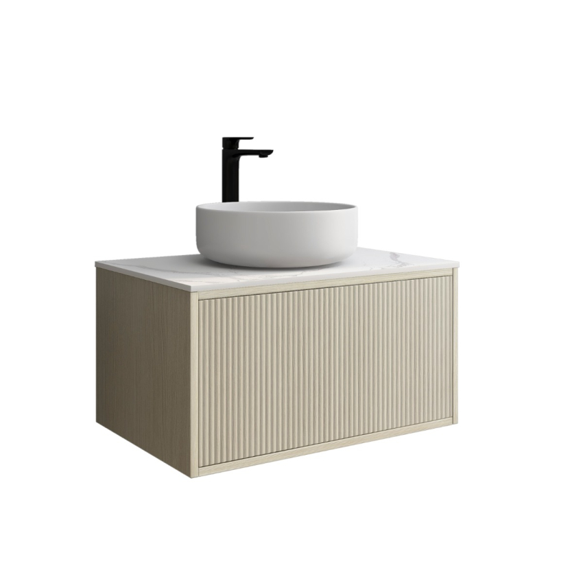 750mm Kiama Coastal Oak 1 Drawer Fluted Wall Hung Vanity Cabinet Only