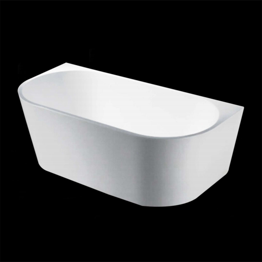 1700MM Back To Wall Bathtub Gloss White Acrylic Rounded Edge