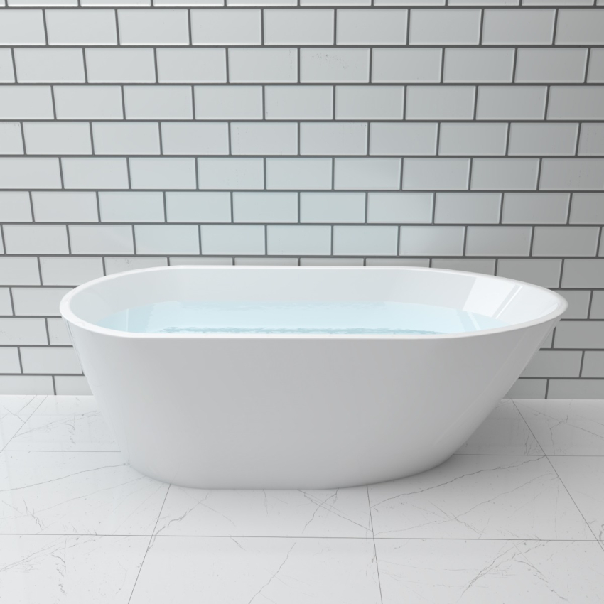 1700MM Free Standing Bathtub Boat Shape Gloss White Acrylic