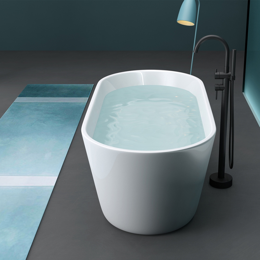 1500mm Oval Gloss White Acrylic Free Standing Bathtub No Overflow