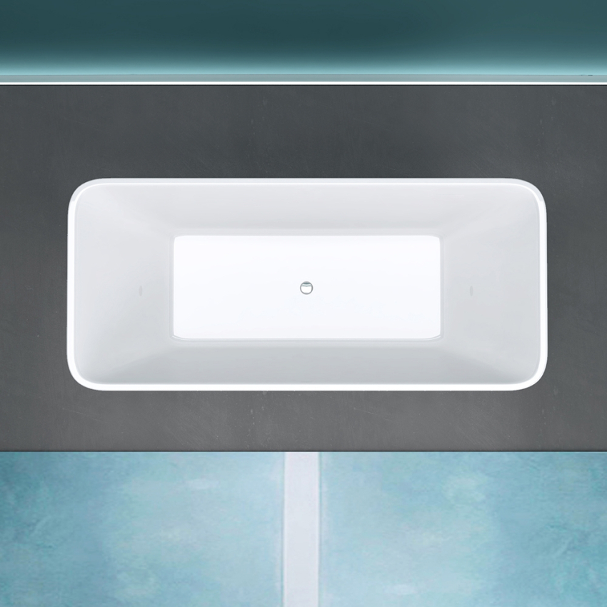 1700mm Rectangle Gloss White Acrylic Free Standing Bathtub No Overflow