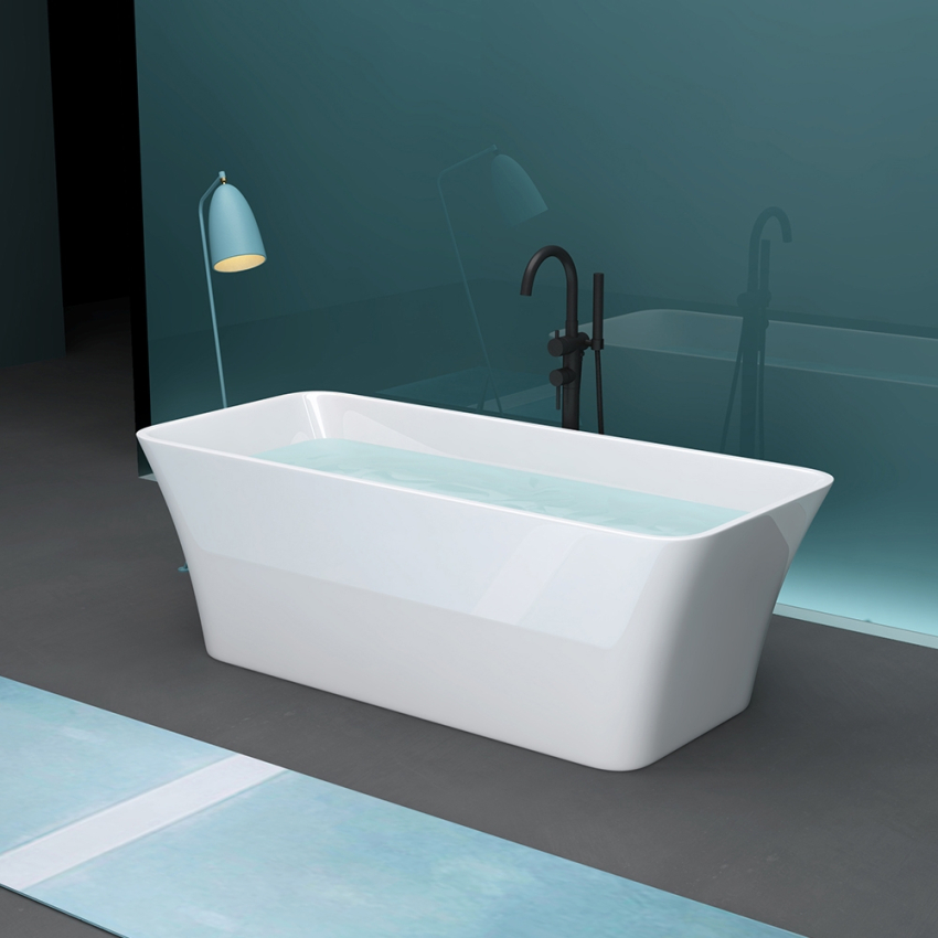 1500mm Rectangle Gloss White Acrylic Free Standing Bathtub No Overflow