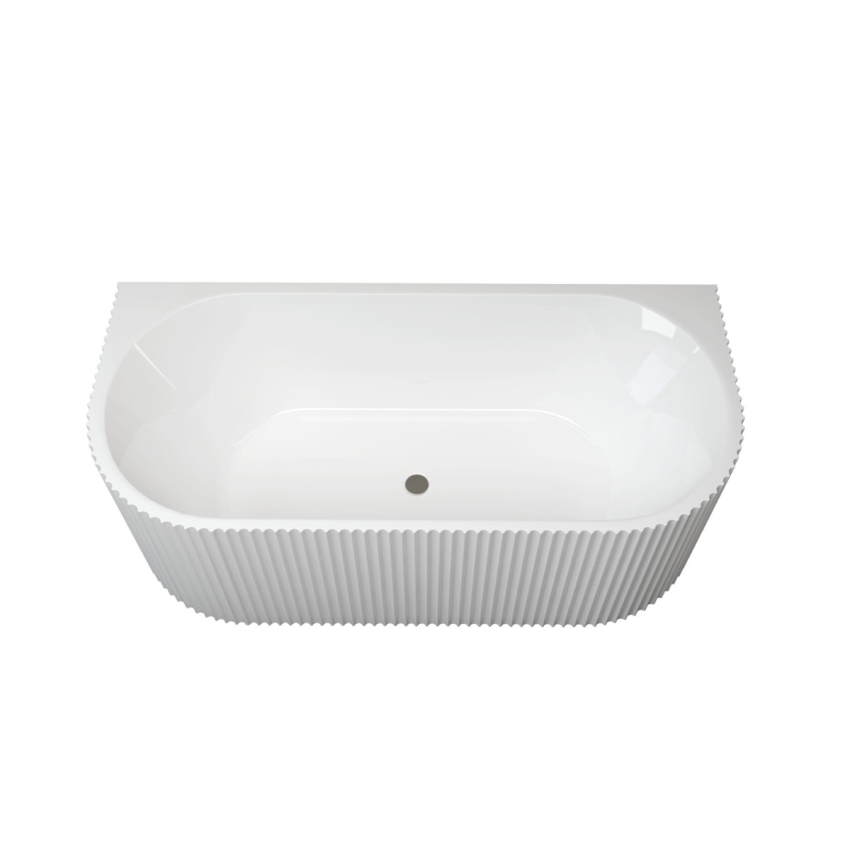 1700mm Kiama Grooved Gloss White Back to Wall Fluted Bathtub 