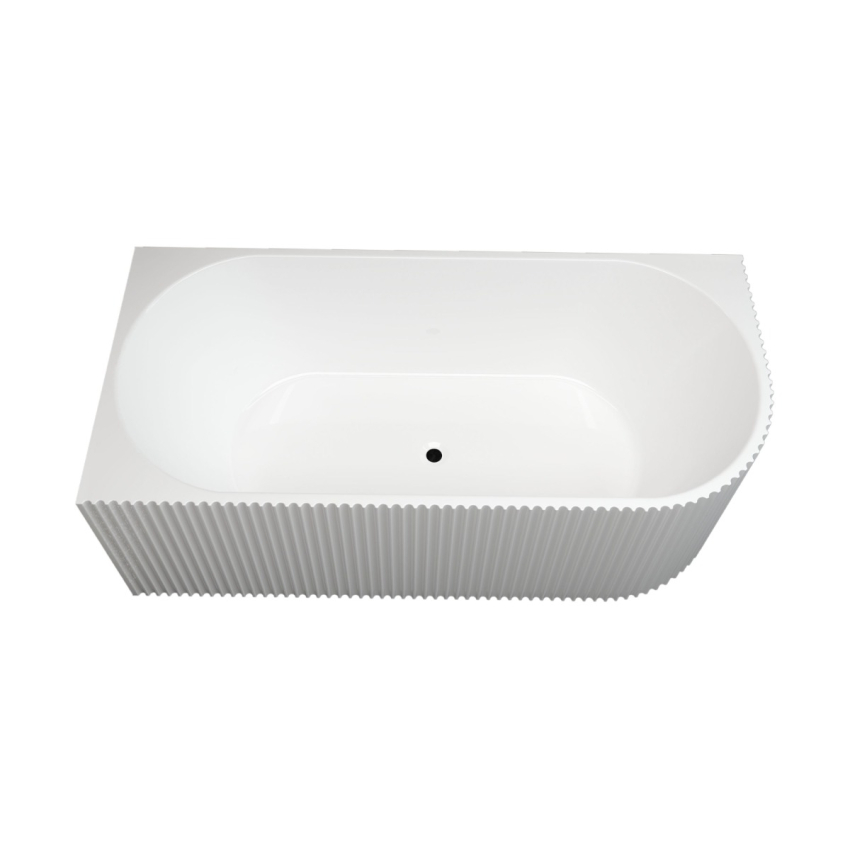 1700mm Kiama Grooved Gloss White Left Corner Fit Fluted Bathtub 