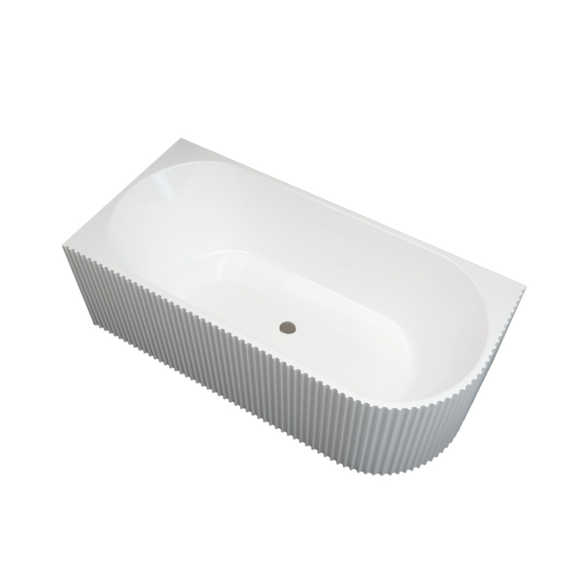 1700mm Kiama Grooved Gloss White Left Corner Fit Fluted Bathtub 