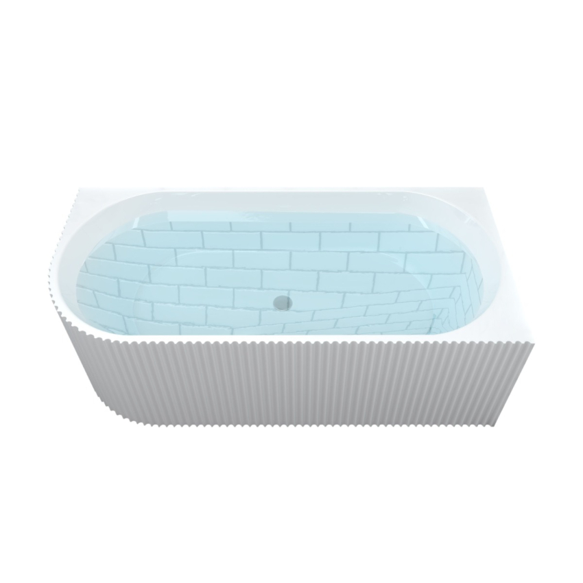 1700mm Kiama Grooved Gloss White Right Corner Fit Fluted Bathtub 