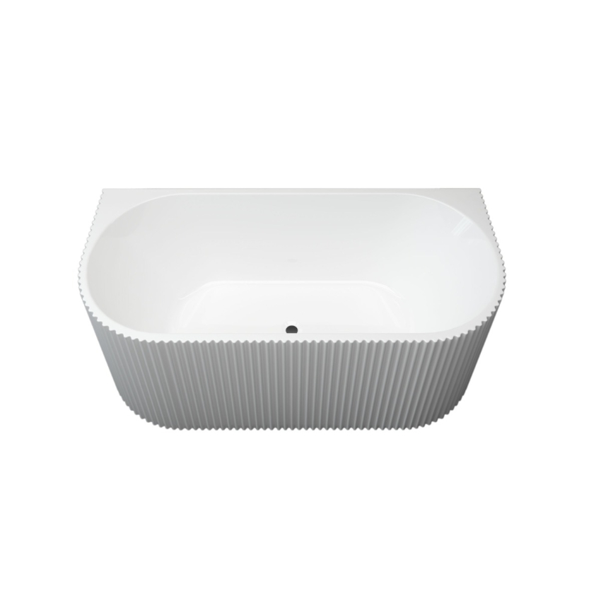 1500mm Kiama Grooved Gloss White Back to Wall FlutedBathtub 