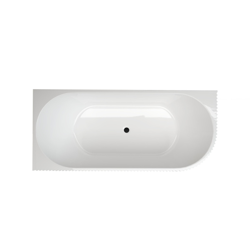 1500mm Kiama Grooved Gloss White Left Corner Fit Fluted Bathtub 