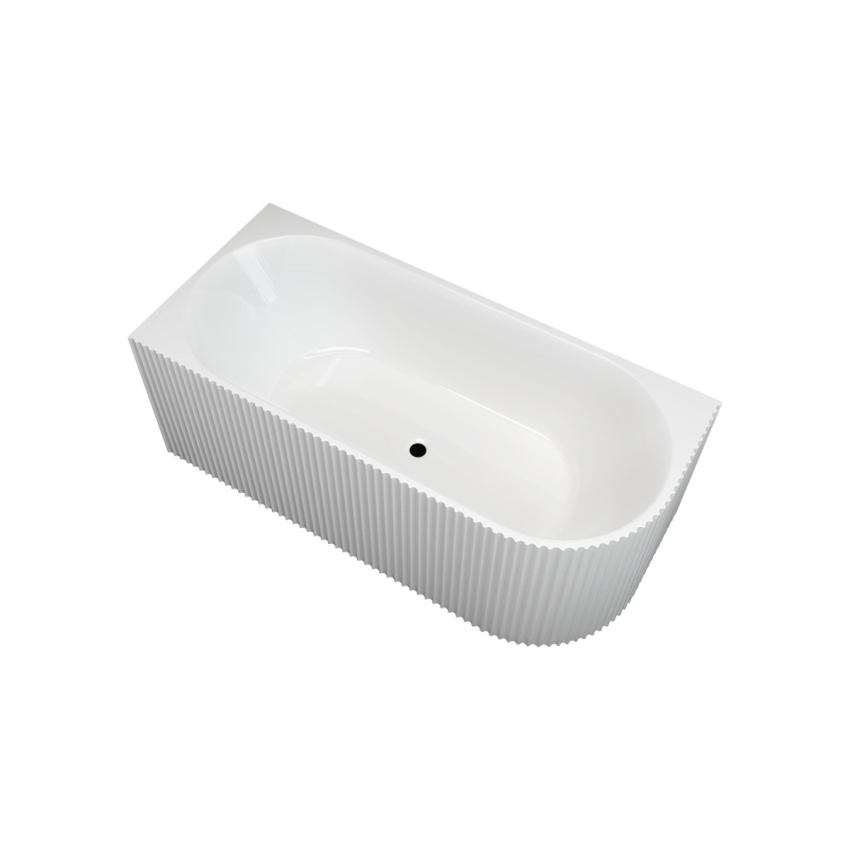 1500mm Kiama Grooved Gloss White Left Corner Fit Fluted Bathtub 