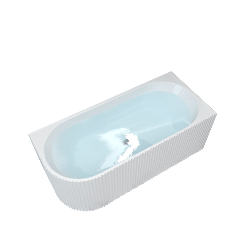 1500mm Kiama Grooved Gloss White Right Corner Fit Fluted Bathtub 