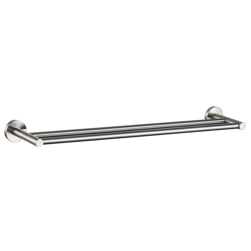 Otus Round Double Towel Rail 600mm Brushed Nickel