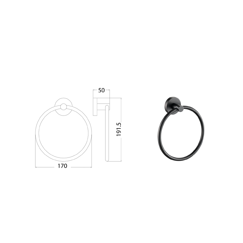Otus Round Towel Ring Matt Black