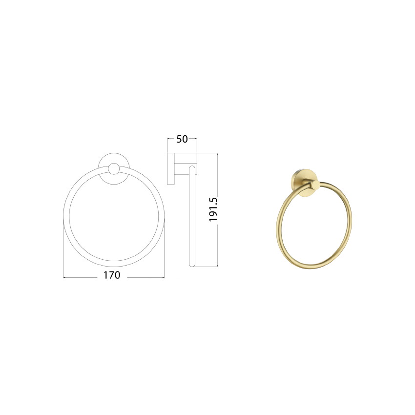 Otus Round Towel Ring Brushed Gold