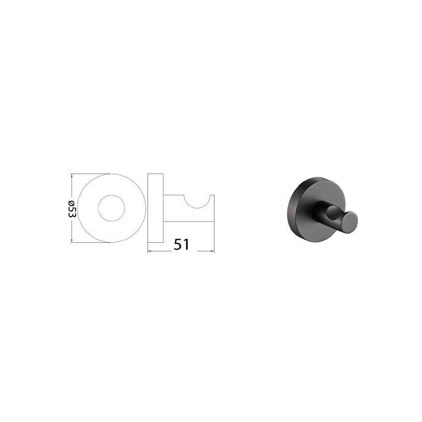 Otus Round Robe Hook Matt Black