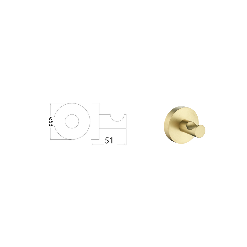 Otus Round Robe Hook Brushed Gold