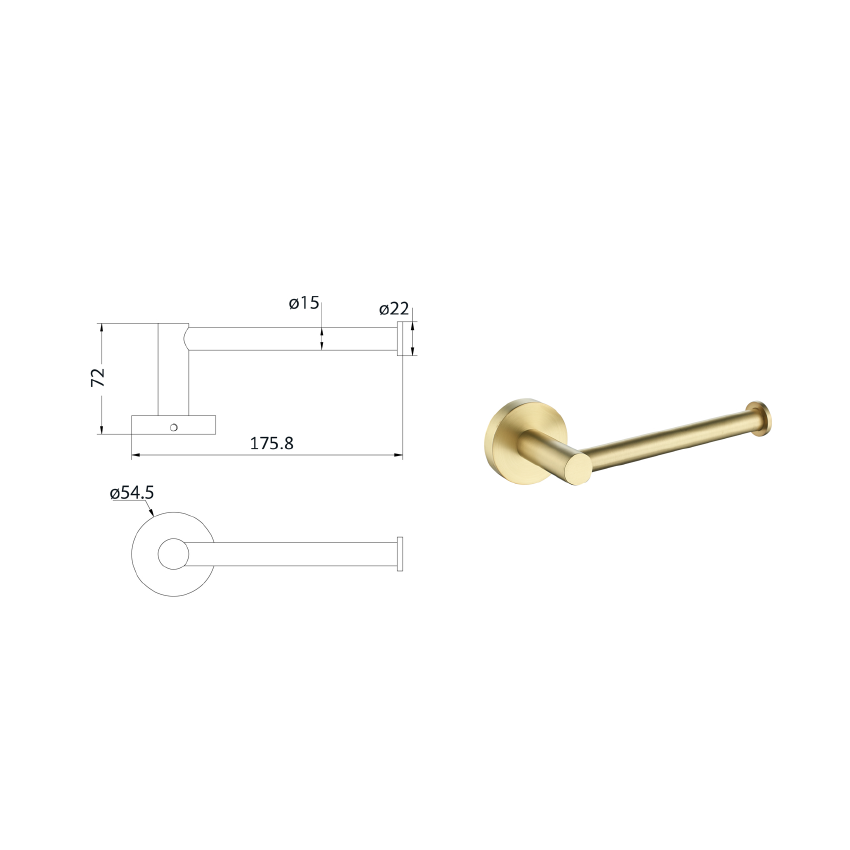 Otus L-Shaped Toilet Roll Holder Brushed Gold