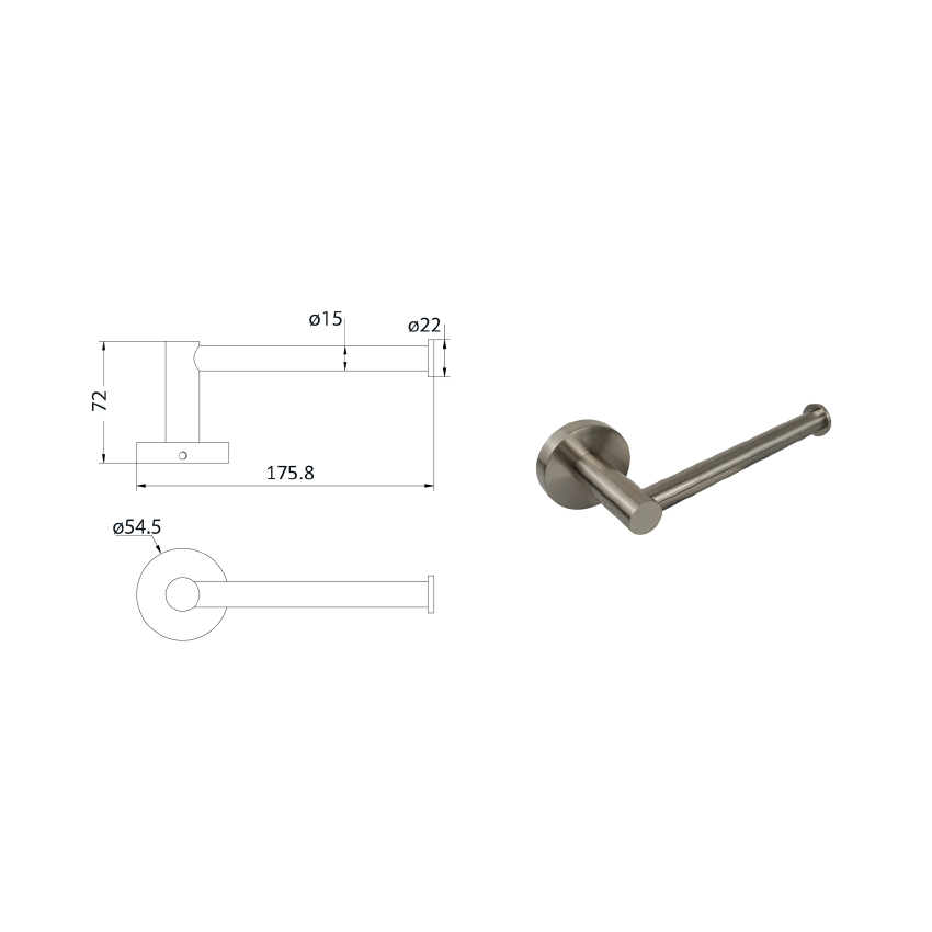 Otus L-Shaped Toilet Roll Holder Brushed Nickel