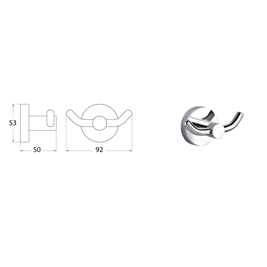 Otus Double Robe Hook Chrome