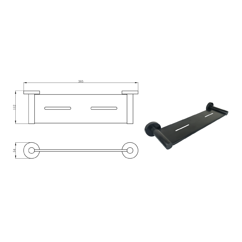 Otus Round Metal Shelf Matt Black