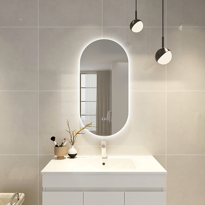 Certified Refurbished 450x900mm Oval 3 Color Backlit LED Mirror Makeup Mirror