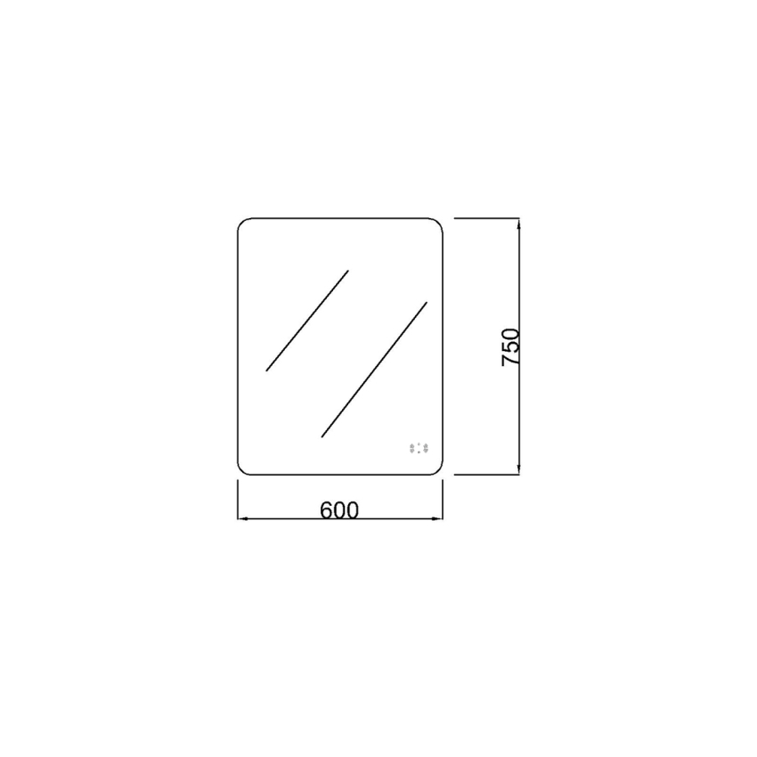 600mm Curved Rim Rectangle 3 Color Backlit Bathroom LED Mirror(Touchless Sensor Switch)