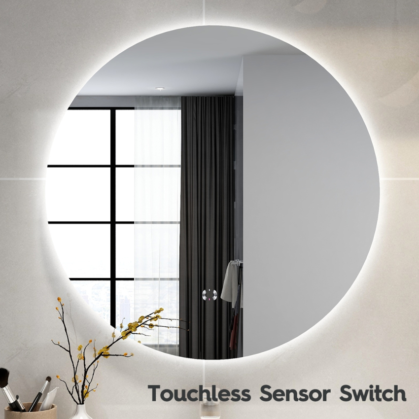 750mm Round 3 Color Backlit Bathroom LED Mirror(Touchless Sensor Switch)
