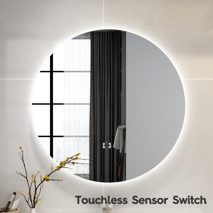 600mm Round 3 Color Backlit Bathroom LED Mirror(Touchless Sensor Switch)