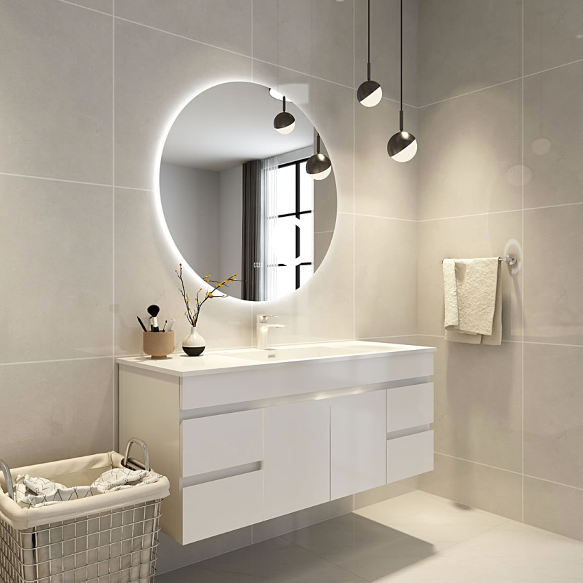 900mm Round Three Color Frameless Backlit Touchless Bathroom LED Mirror