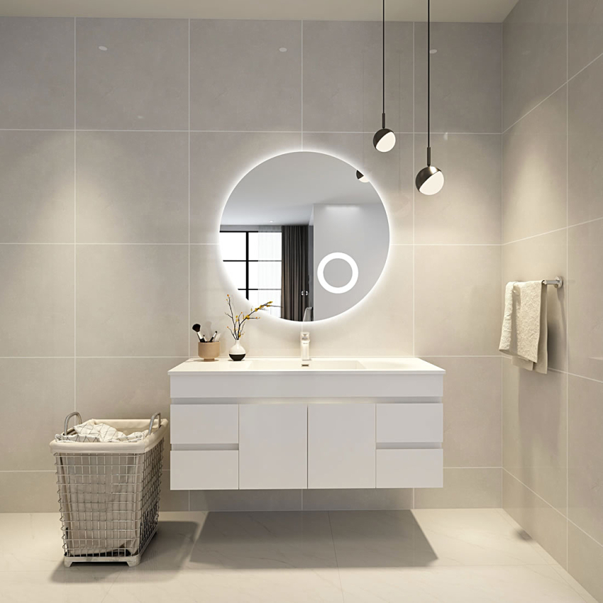 900mm Round Three Color Frameless Backlit Touchless Bathroom LED Mirror