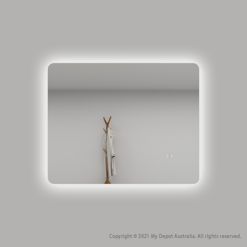 750mm Curved Rim Rectangle 3 Color Frontlit Bathroom LED Mirror(Touchless Sensor Switch)