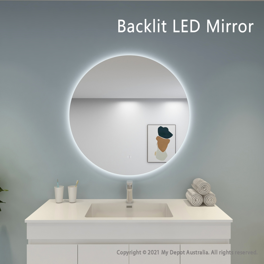 900mm Round 3 Color Backlit Bathroom LED Mirror(Touchless Sensor Switch)