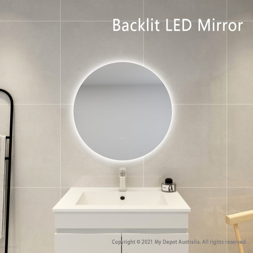 700mm Round 3 Color Backlit Bathroom LED Mirror(Touchless Sensor Switch)