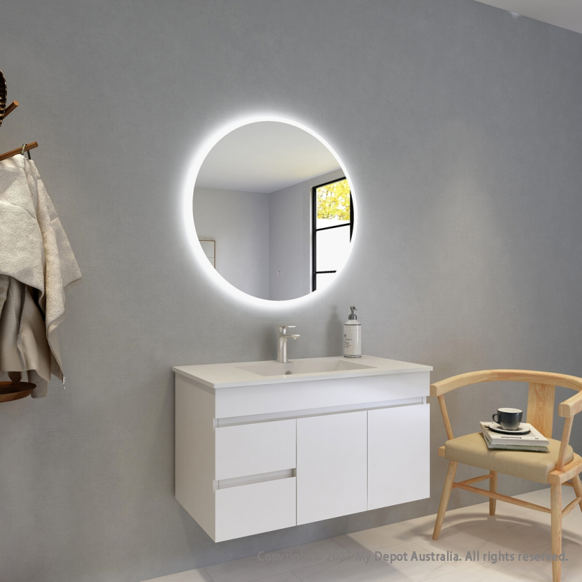 800mm Round 3 Color Frontlit Bathroom LED Mirror(Touchless Sensor Switch)