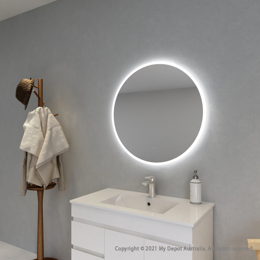 800mm Round 3 Color Frontlit Bathroom LED Mirror(Touchless Sensor Switch)