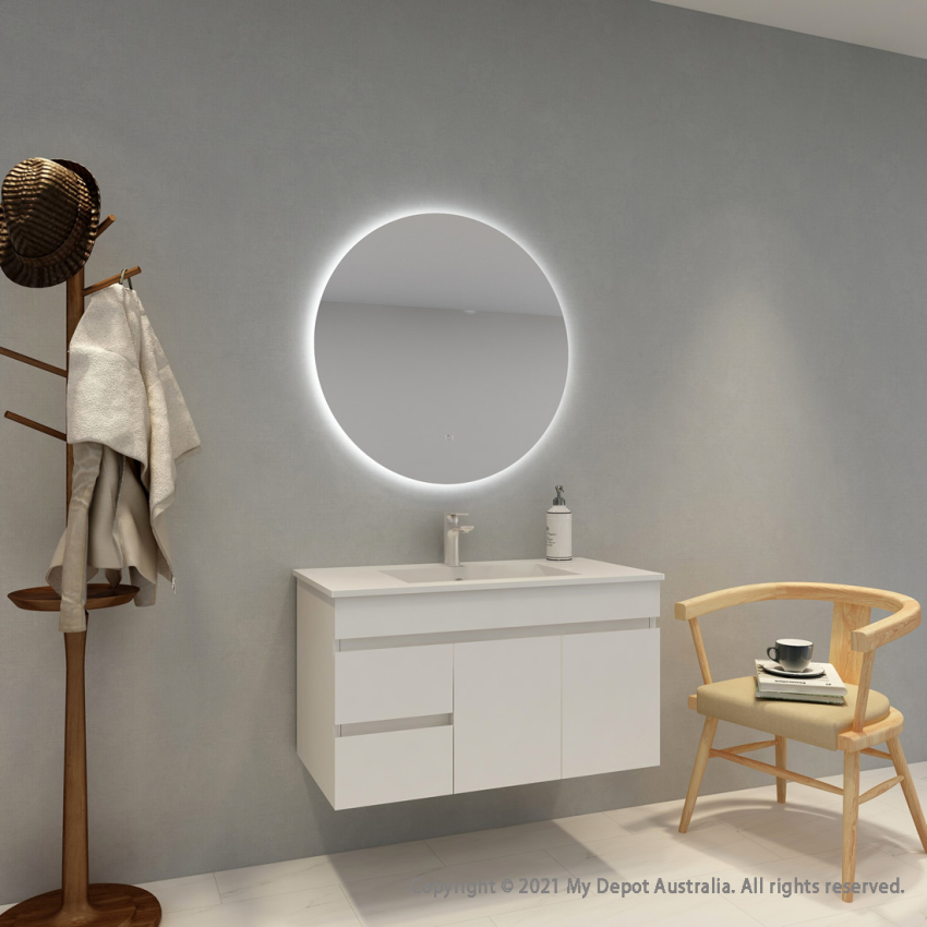800mm Round 3 Color Backlit Bathroom LED Mirror(Touchless Sensor Switch)