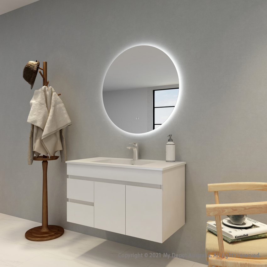800mm Round 3 Color Backlit Bathroom LED Mirror(Touchless Sensor Switch)