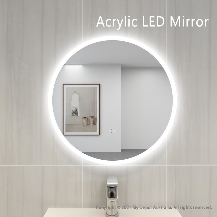 600mm Round 3 Color Frontlit Bathroom LED Mirror(Touchless Sensor Switch)