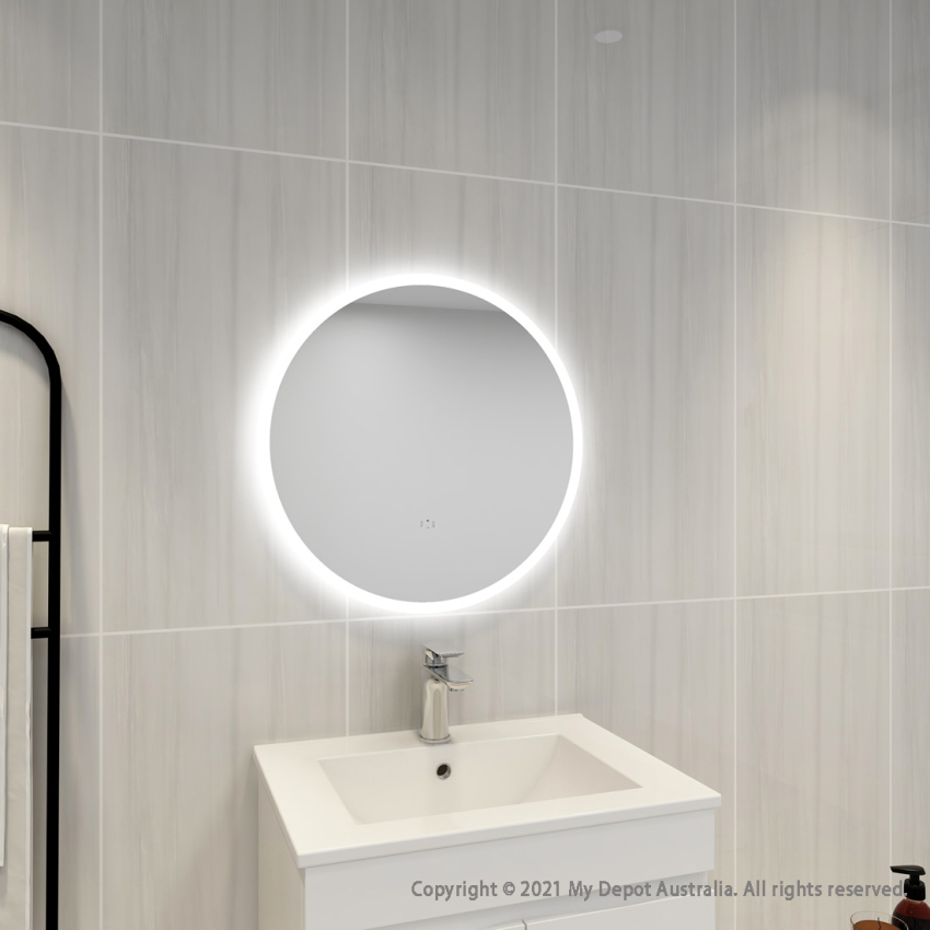600mm Round 3 Color Frontlit Bathroom LED Mirror(Touchless Sensor Switch)
